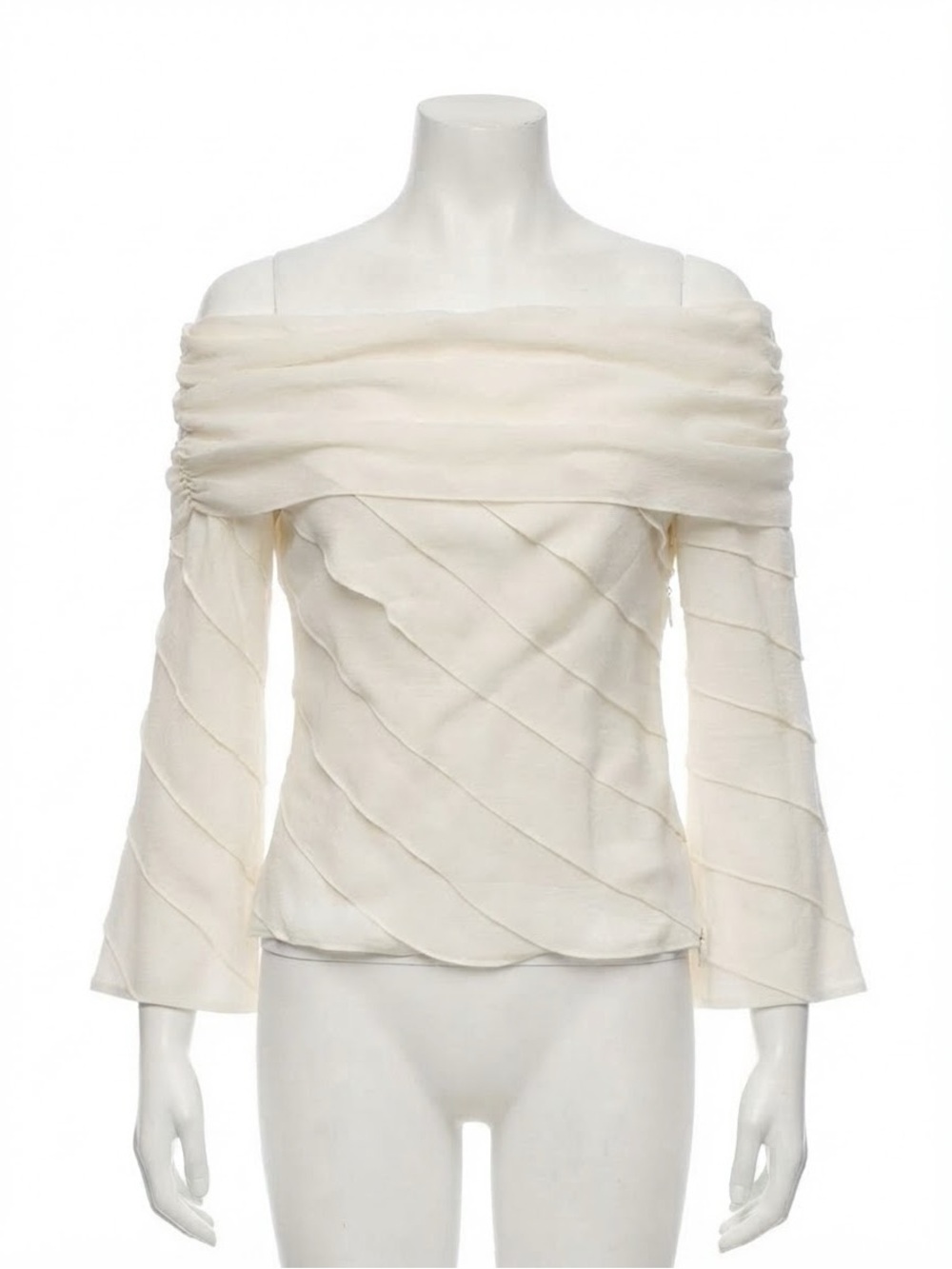 Tadashi Collection Silk Off Shoulder Diagonal Tiered Blouse Size 8